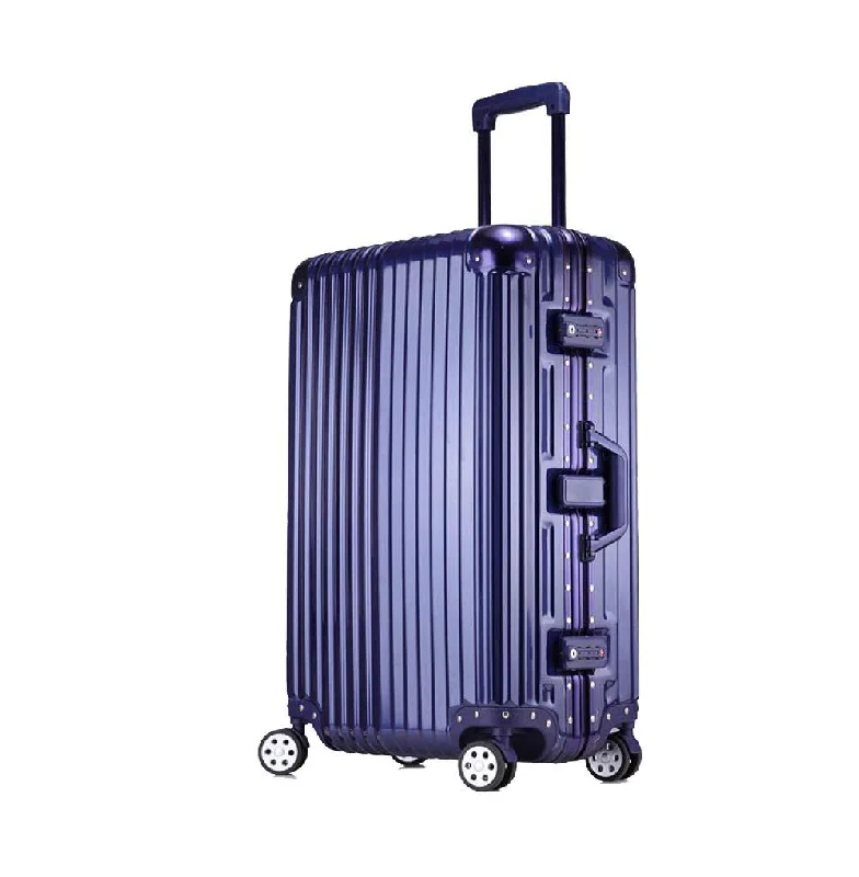 suitcase with comfortable handle-Trolley Suitcase, Caster Suitcase Trolley Suitcase, Retractable Suitcase, Hard-Shell Suitcase With Tsa Lock And 4 Casters, Blue, 22 inch