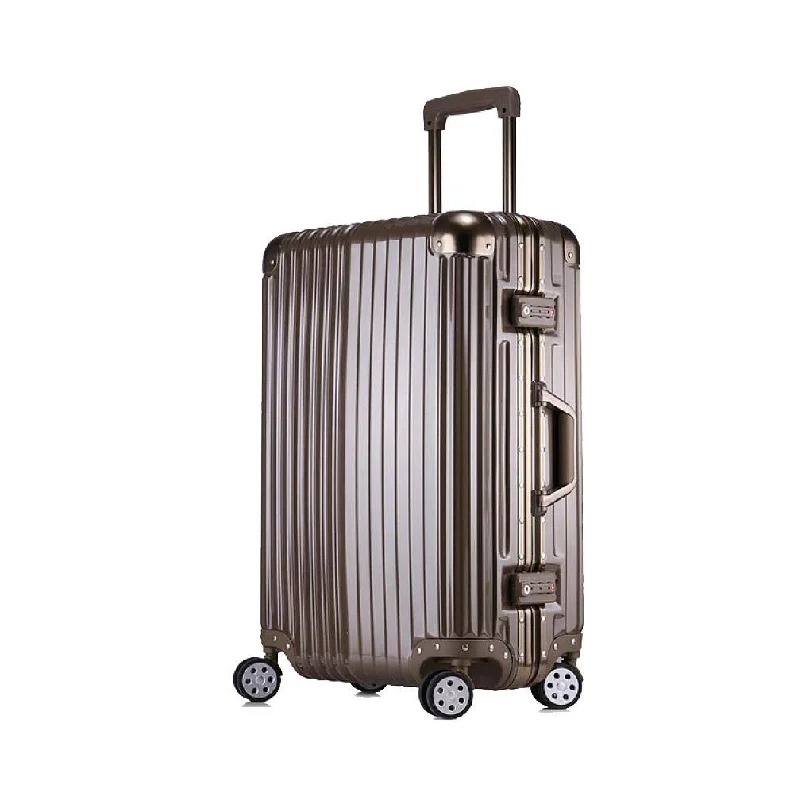 suitcase for families with kids-Trolley Suitcase, Caster Suitcase Trolley Suitcase, Retractable Suitcase, Hard-Shell Suitcase With Tsa Lock And 4 Casters, Titanium, 22 inch