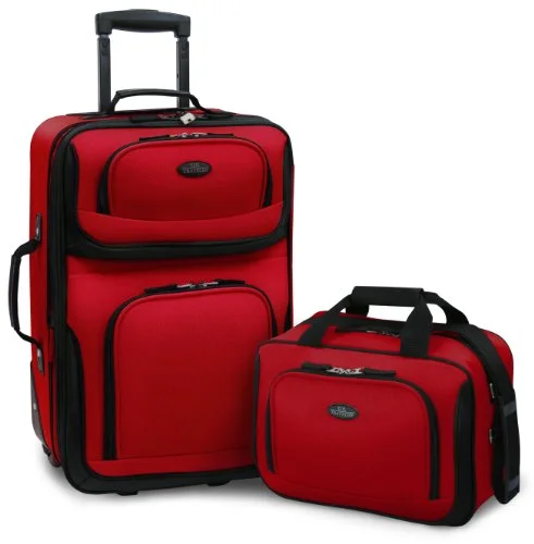 suitcase for organized packing space-U.S. Traveler – Rio 2-Piece Expandable Carry-On Luggage Set In Red