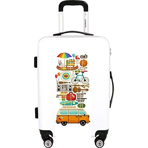 suitcase for easy-to-pack clothing-Ugo Bags Best Trip Ever By Eleanor Lutz 22" Luggage (White)