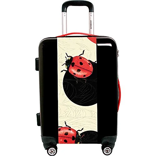 suitcase with exterior storage compartments-Ugo Bags Lady Bug Polka Dot By Paula Bella Flores 26.5" Luggage (Black)