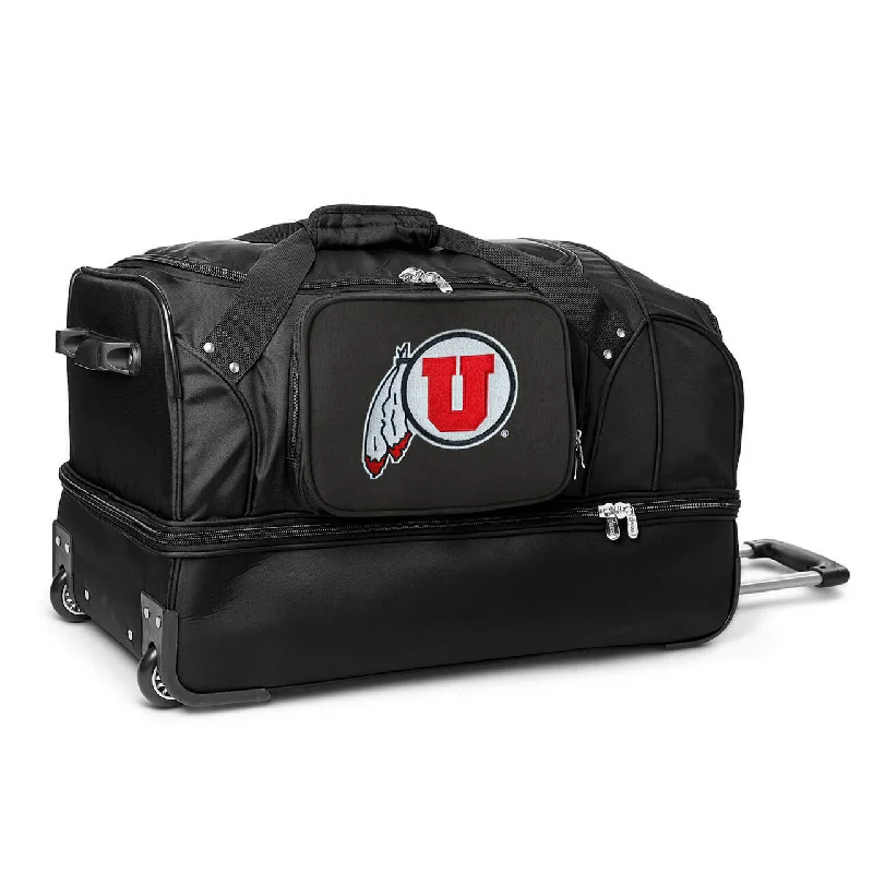 suitcase for quality and durability-Utah Utes 27" Black Rolling Drop Bottom Duffel