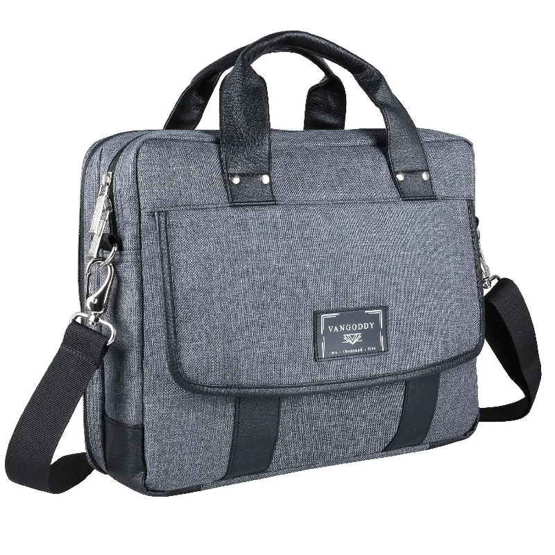 briefcase with secure magnetic closure -Vangoddy Chrono Grey Compact Tote Messenger Bag Briefcase for Microsoft Surface Book | Surface Pro Series 12" 13.5"