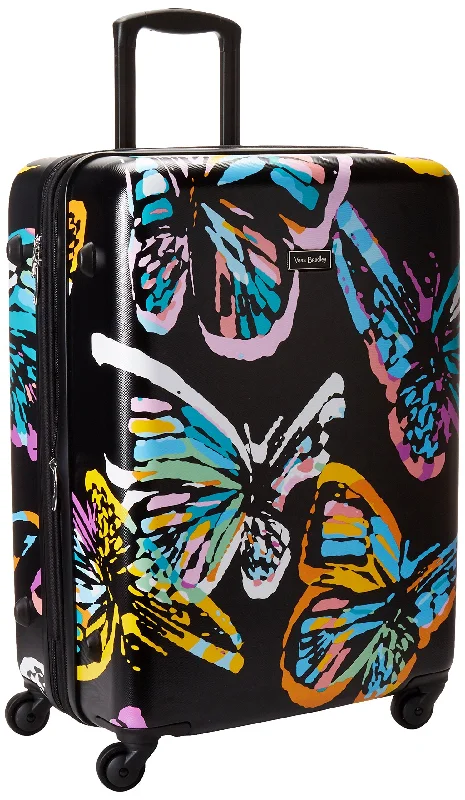 suitcase for compact packing-Vera Bradley Hardside Large Spinner, Butterfly Flutter Black