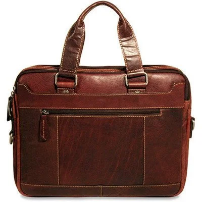 leather briefcase with room for accessories -Voyager Double Entry Top Zip Briefcase Color: Brown