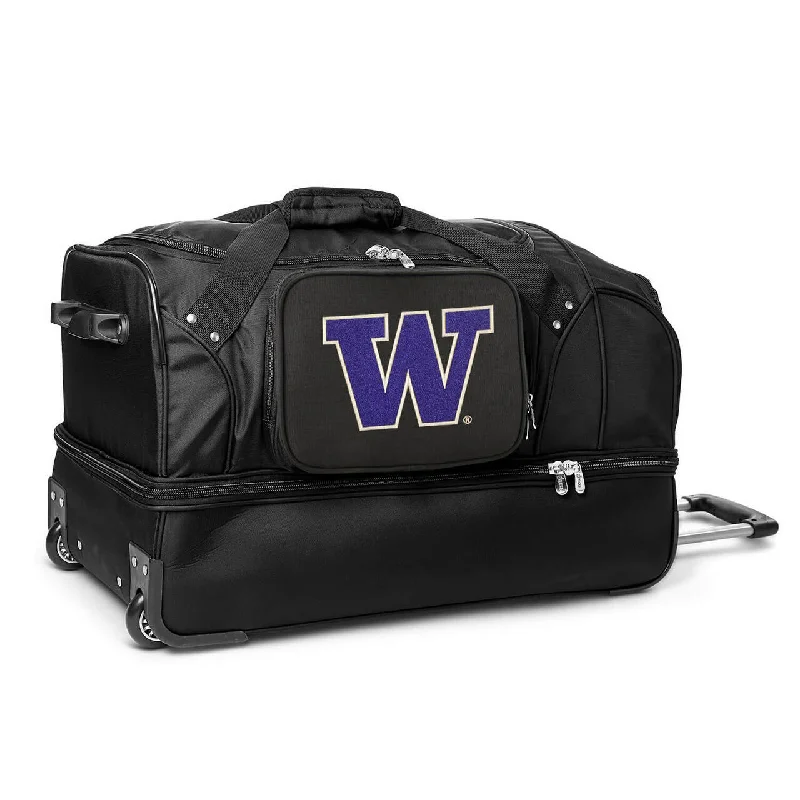 suitcase for stress-free journey planning-Washington Huskies 27" Black Rolling Drop Bottom Duffel