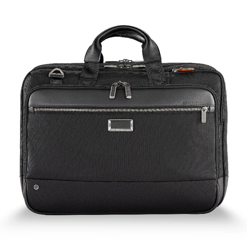 luxury leather briefcase with handcrafted details -DISCONTINUED Briggs & Riley @WORK Collection Expandable Zippered Briefcase KB437X