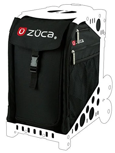 suitcase for ultimate organization-Zuca Sibo032 Sport Insert Bag Obsidian Black Logo Embroidery In Red White 89055900032