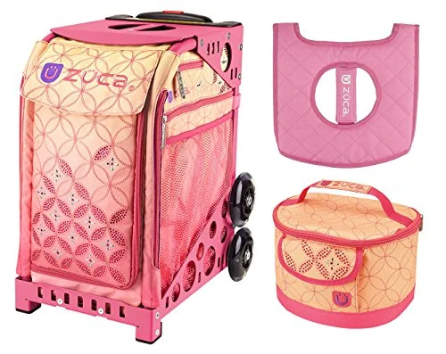 suitcase for travel essentials only-Zuca Sport Bag - Sunset With Lunchbox And Seat Cover (Pink)