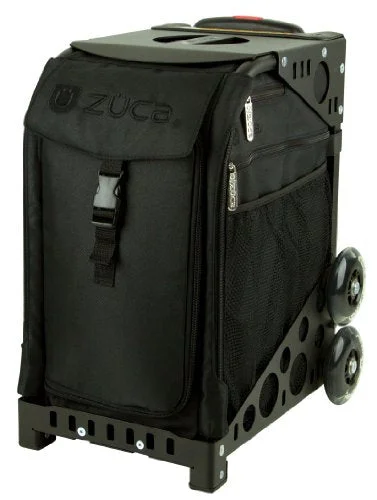 suitcase with top-rated security features-Zuca Stealth Sport Insert Bag (Black, Black Embroidery) With Black Non-Flashing-Wheels Sport Frame